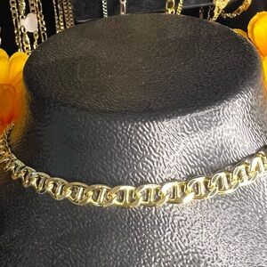 24” flat mariner / anchor 18 kt gold plated chain